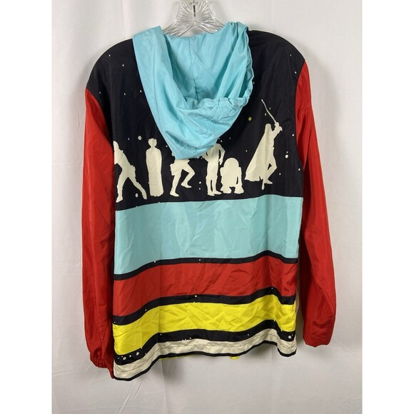 Disney Parks Star Wars Windbreaker Jacket Mens Large Colorful Retro Hooded Sz S - Picture 10 of 14